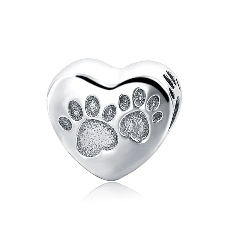 Love My Dog Heart Charm 925 Sterling Silver