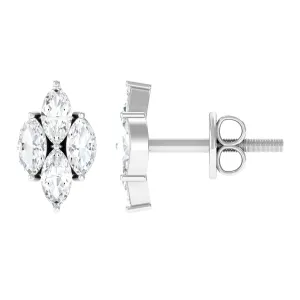 Marquise Cut Real Diamond Cluster Stud Earrings