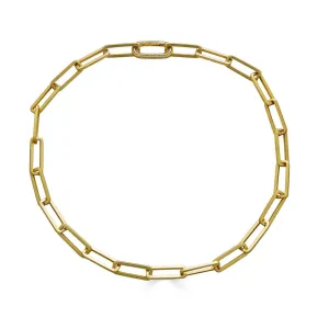 Matte Gold Chunky Rectangle Paperclip Necklace