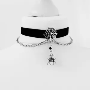 MAYTRENDS  - Black Velvet Spider Web Choker