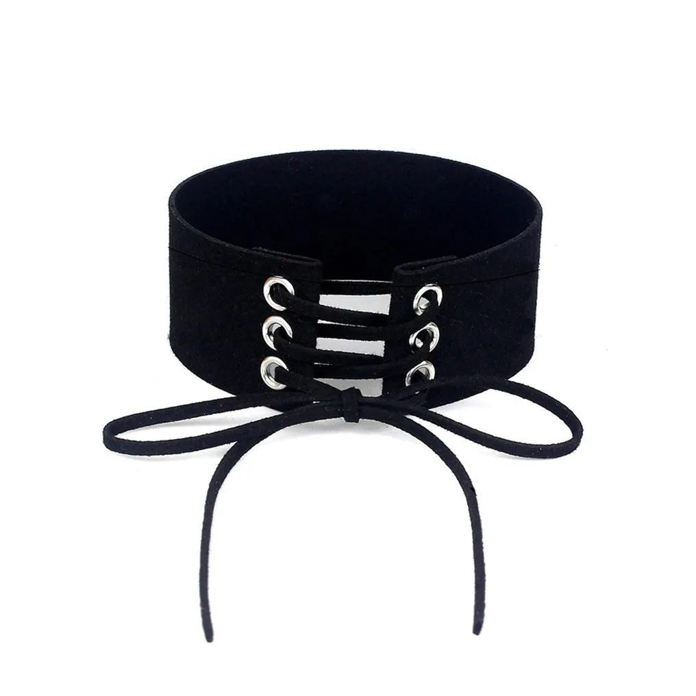 MAYTRENDS  - Lace-Up Velvet Choker