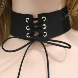 MAYTRENDS  - Lace-Up Velvet Choker