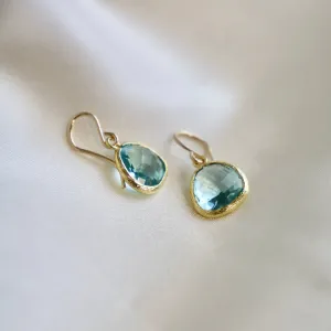 MEDIUM AQUAMARINE BEZEL EARRINGS