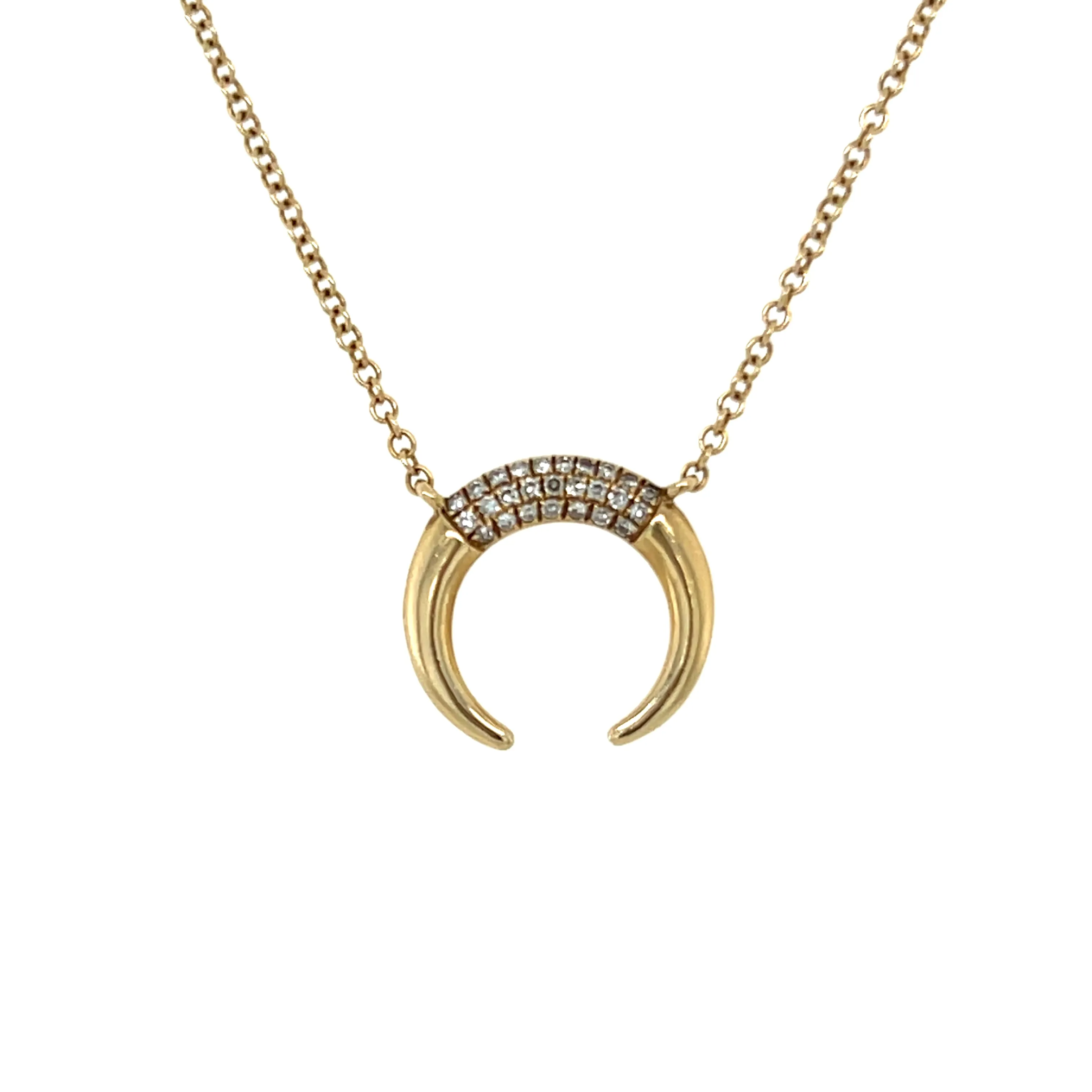 Mini Horn Half with Diamonds Necklace