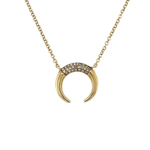 Mini Horn Half with Diamonds Necklace