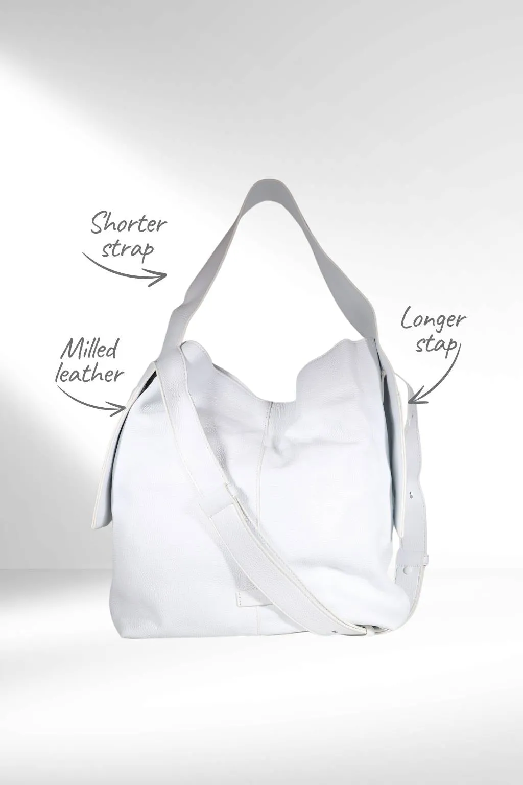 Minx Saddle Tote Bag White Milled