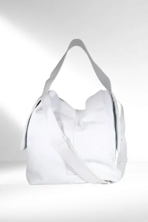 Minx Saddle Tote Bag White Milled