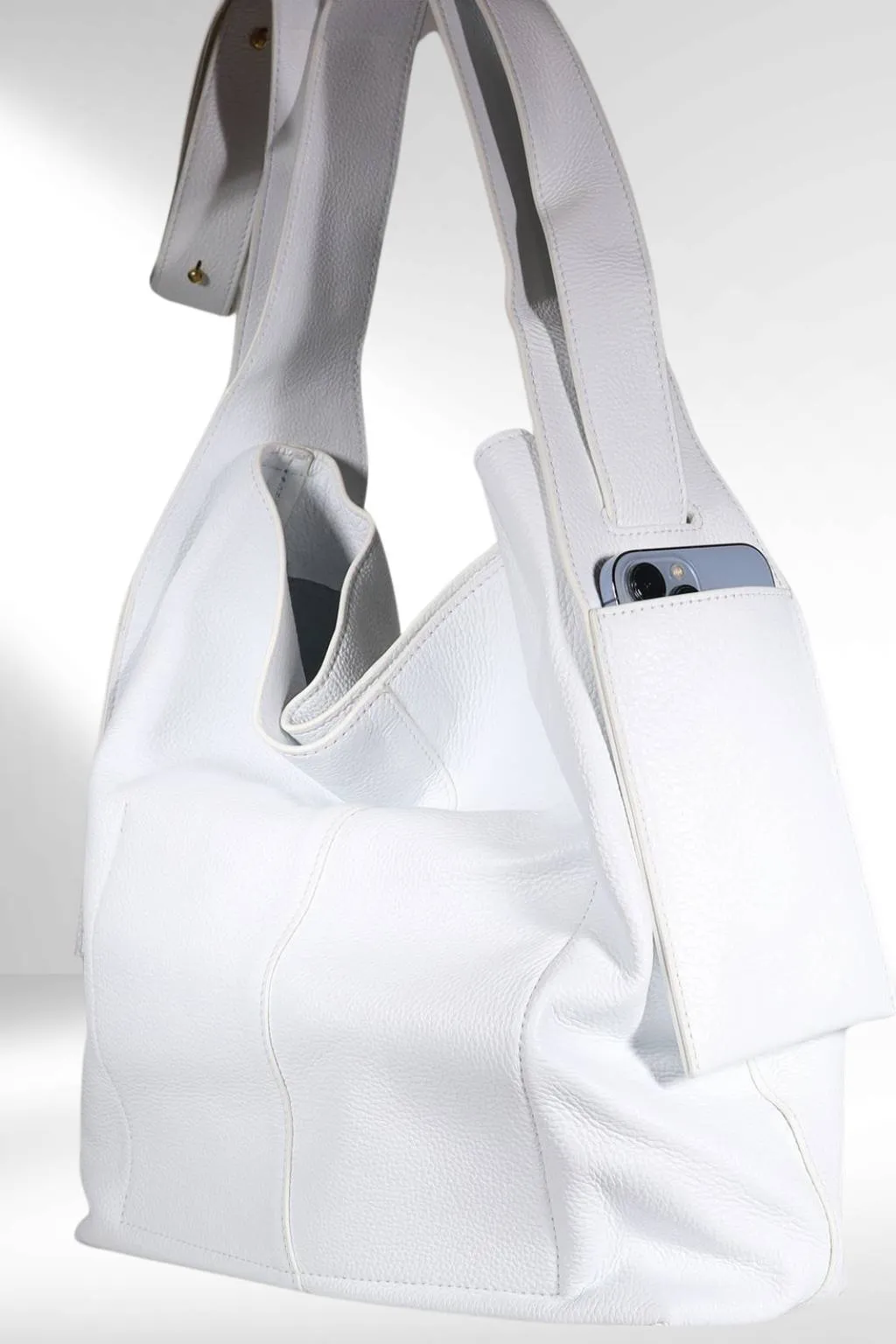 Minx Saddle Tote Bag White Milled