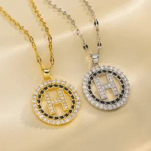 Moderate Luxury Letter Titanium Steel 18K Gold Plated Necklaces