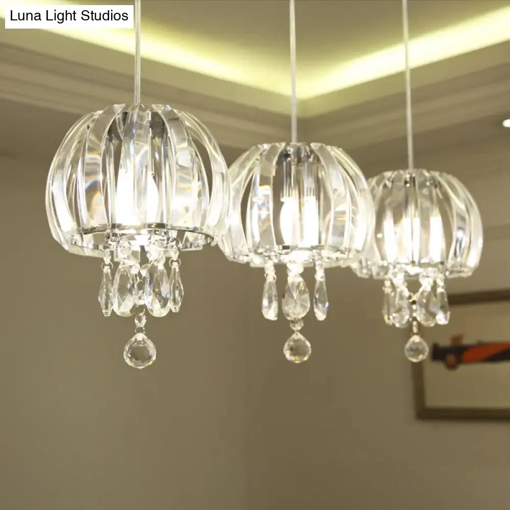 Modern Crystal Jellyfish Pendant Light with Droplets for Dining Hall