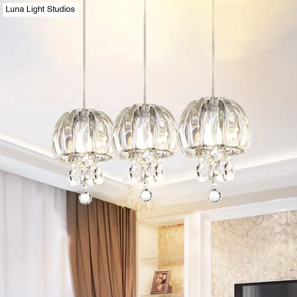 Modern Crystal Jellyfish Pendant Light with Droplets for Dining Hall