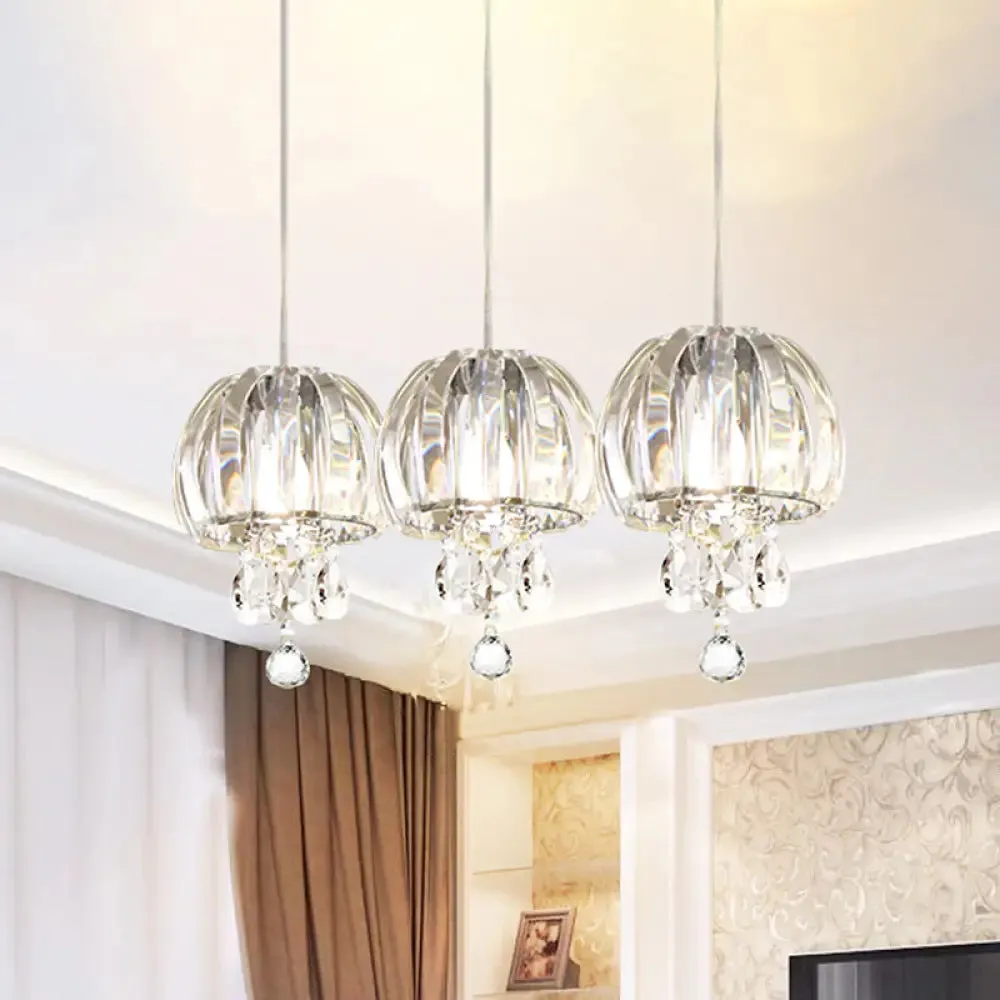 Modern Crystal Jellyfish Pendant Light with Droplets for Dining Hall