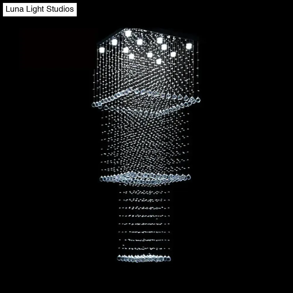 Modern Crystal Multi Pendant Light with 13 LED Heads and Silver Finish