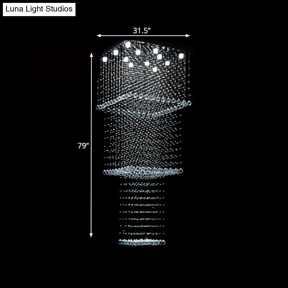 Modern Crystal Multi Pendant Light with 13 LED Heads and Silver Finish