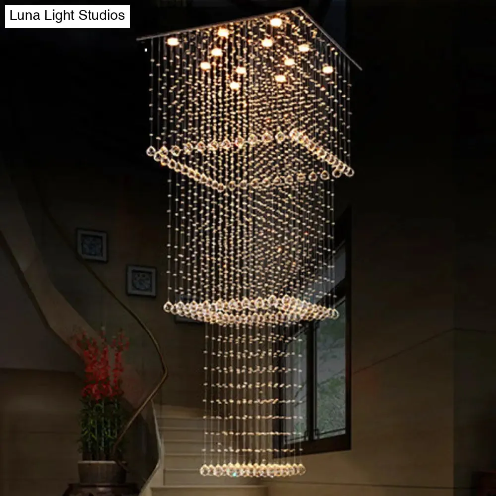 Modern Crystal Multi Pendant Light with 13 LED Heads and Silver Finish