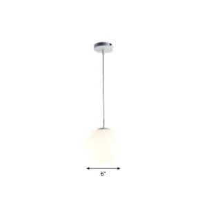 Modern White Glass Pendant Lamp - Opaque Spherical Design for Dining Room Lighting