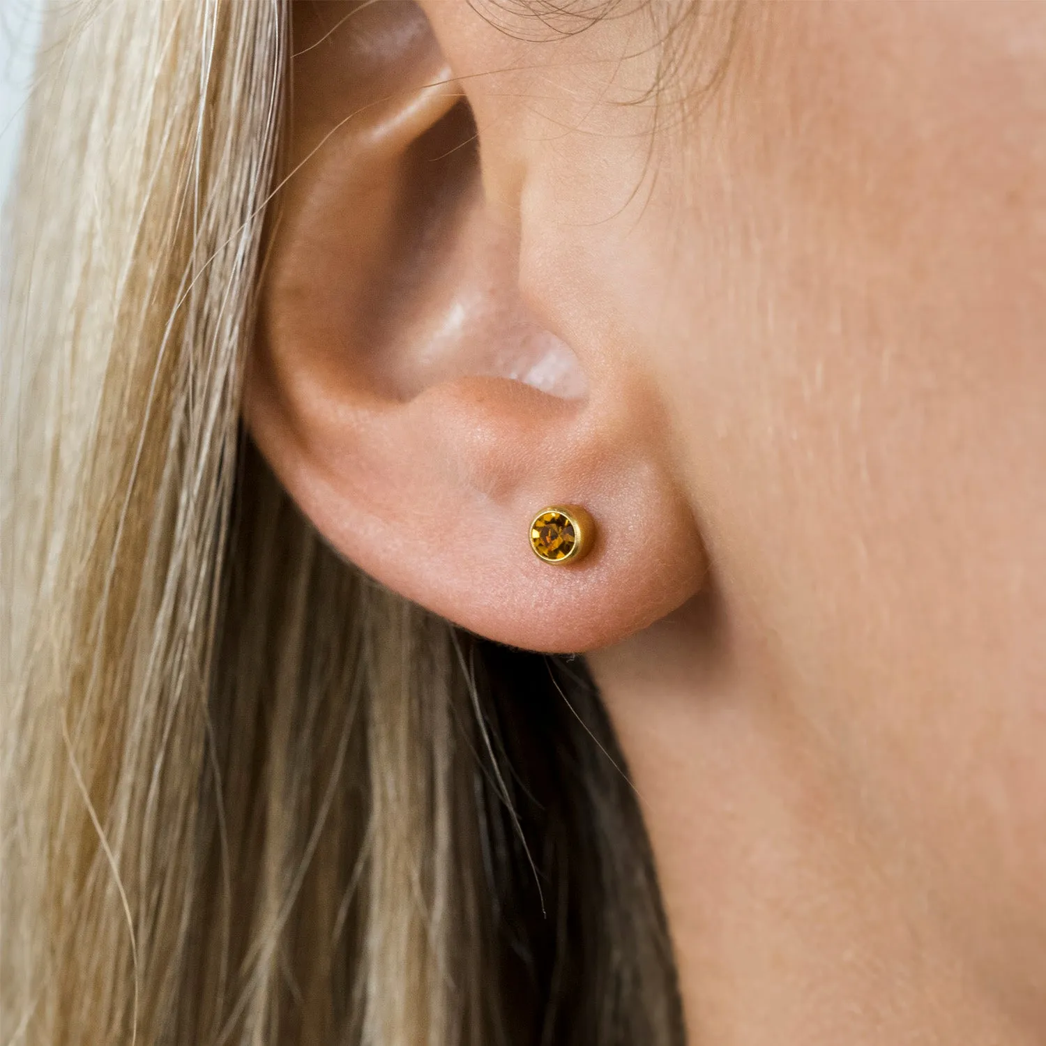 November Birthstone 14k Gold Plated Earrings