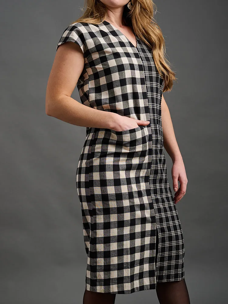 Padma Pocket Dress - Black and White Mix