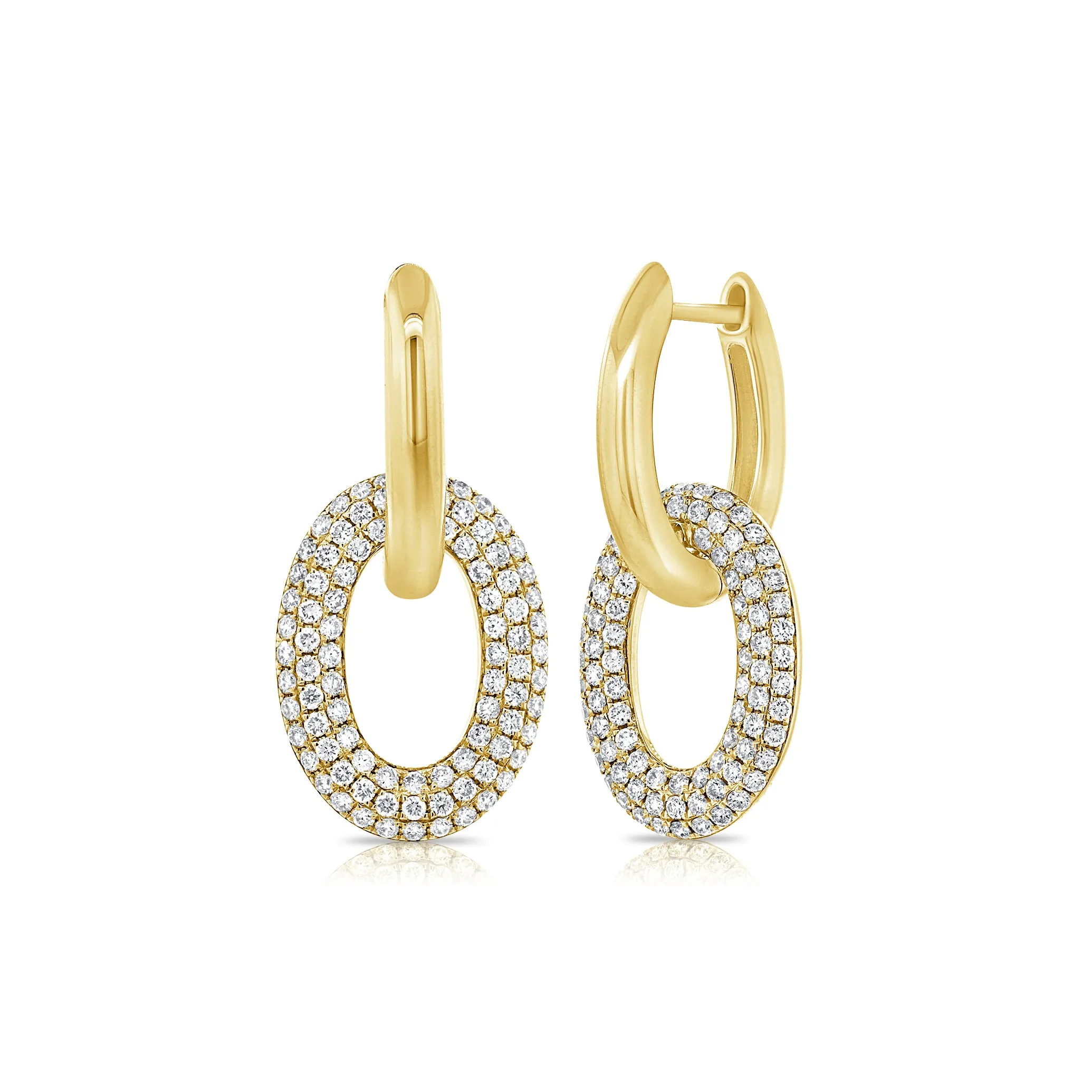 Pave Diamond & Gold Link Earrings