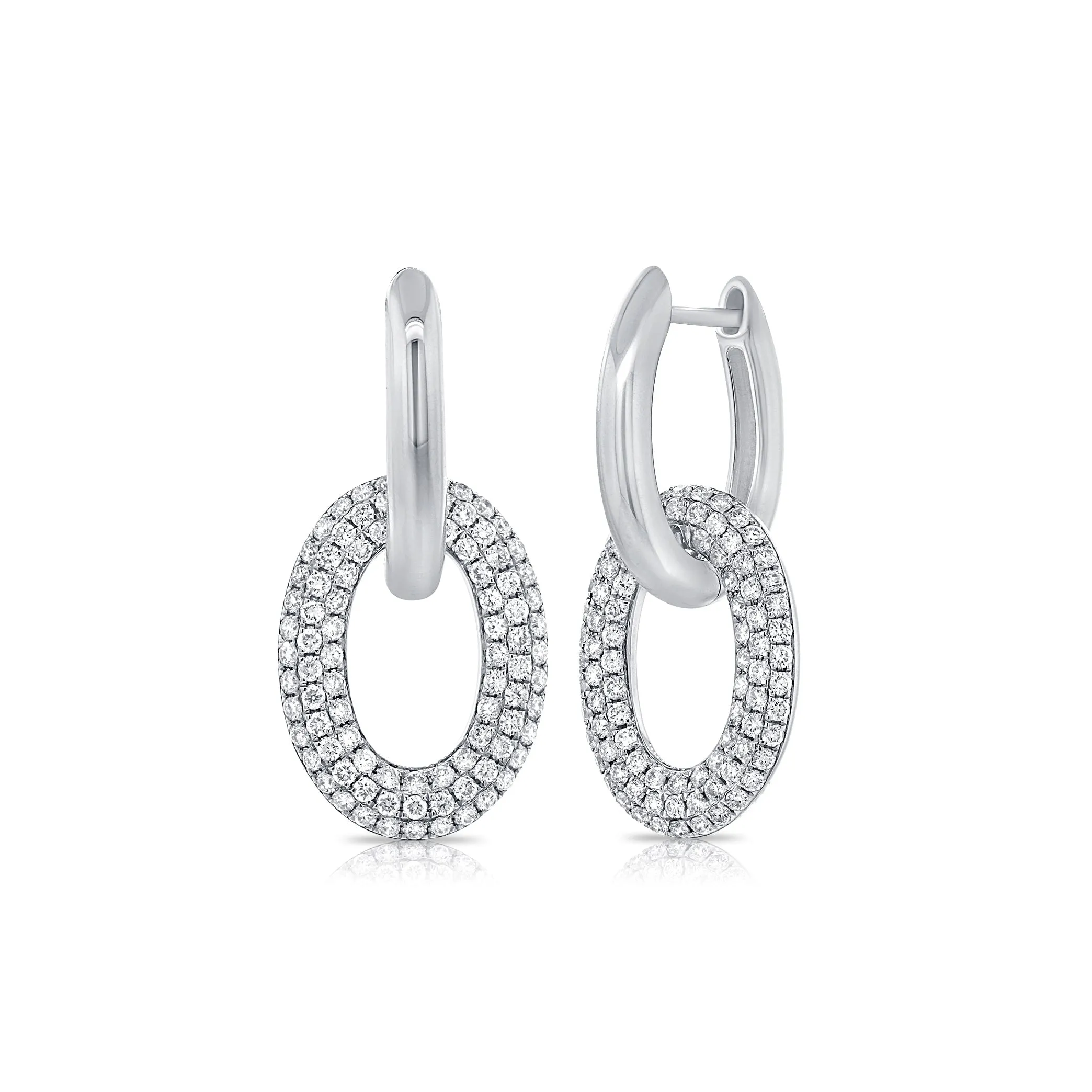 Pave Diamond & Gold Link Earrings