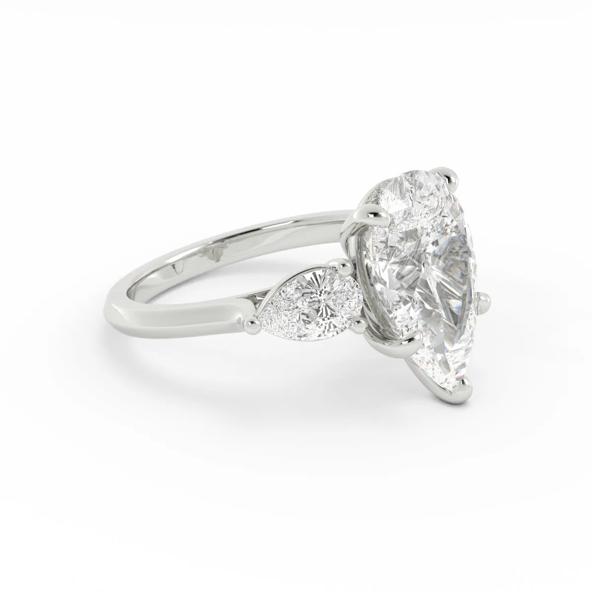 Pear Shape Three Stone Diamond Ring