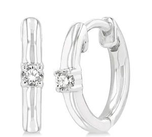 Petite Single Round Cut Diamond Huggie Earrings