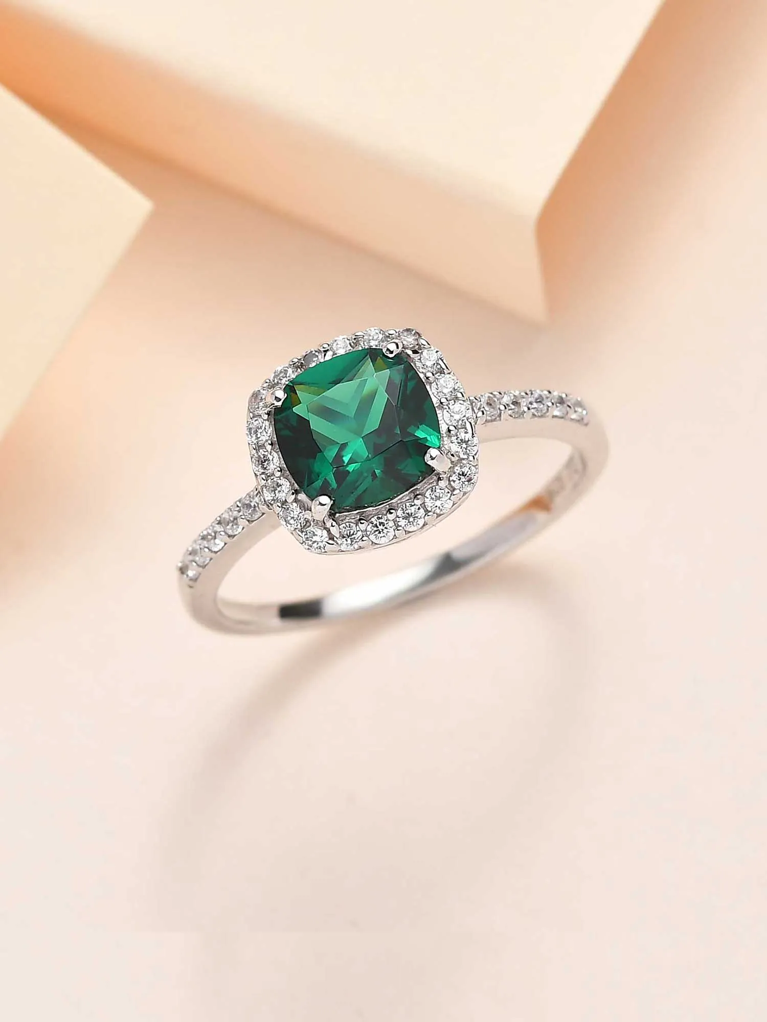 Princess Emerald American Diamond Cocktail Ring