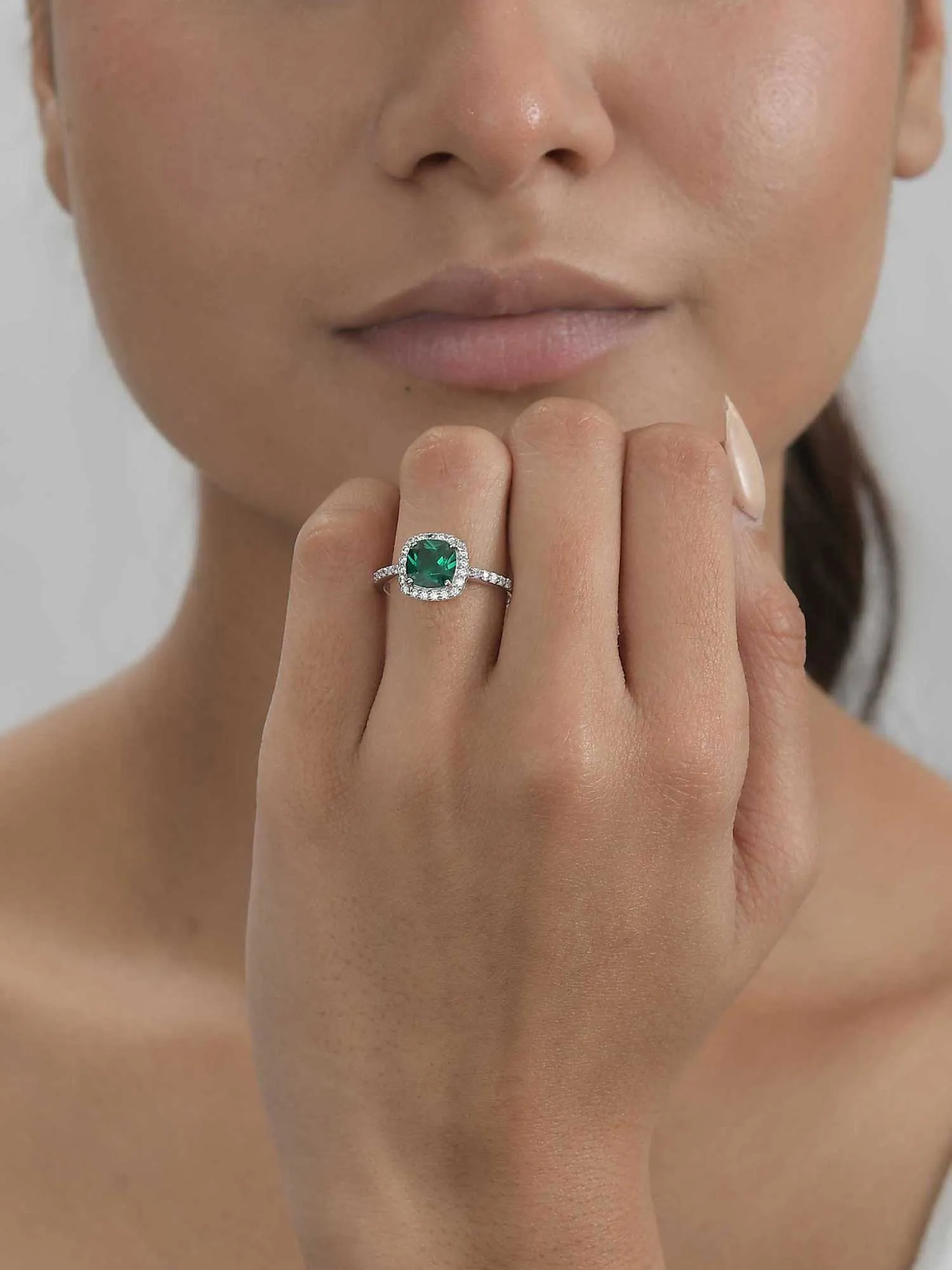 Princess Emerald American Diamond Cocktail Ring