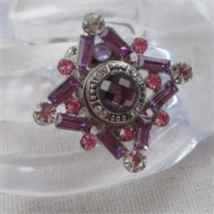 Purple & Pink  Rhinestone Fashion Multi-stone  Ring Adjustable