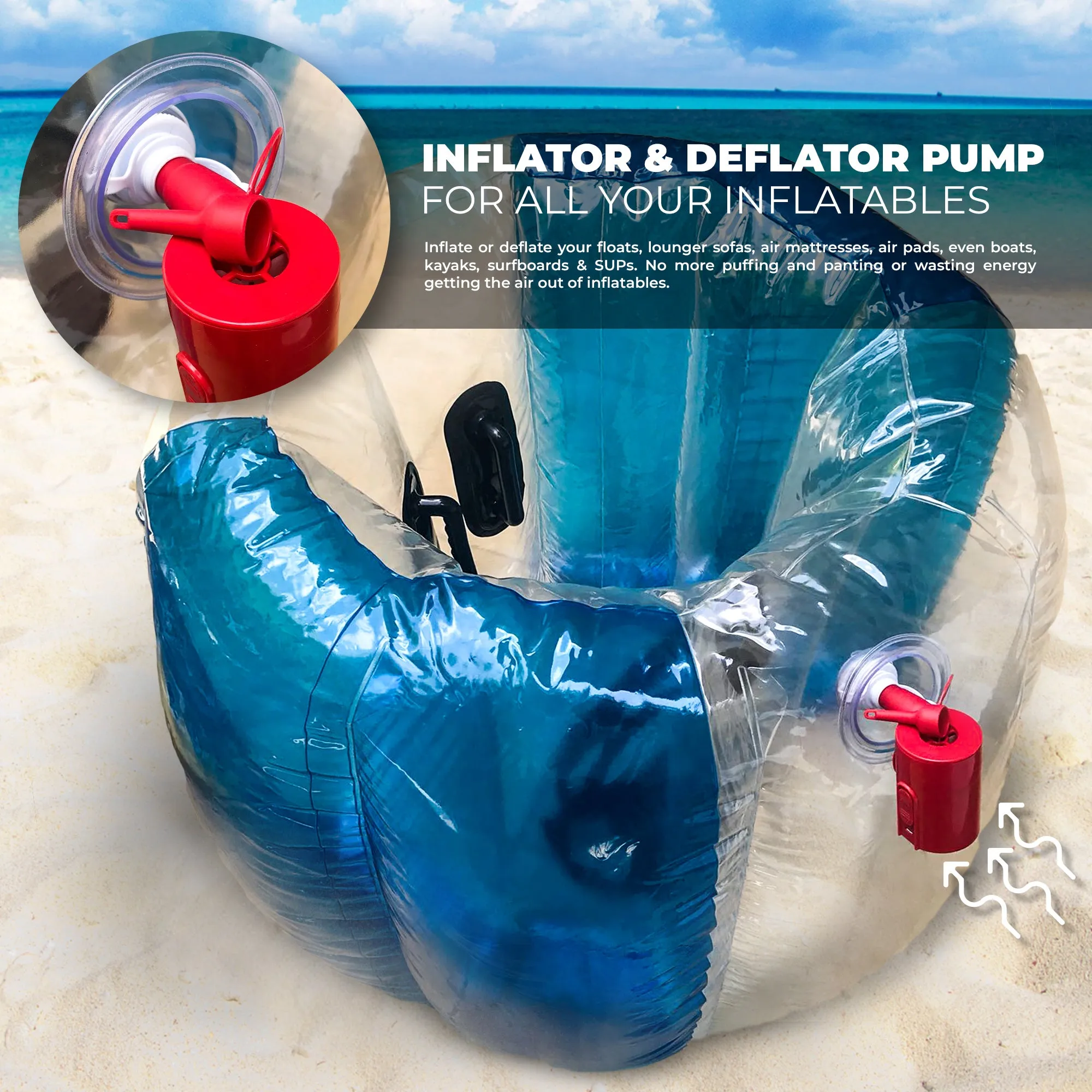 Red Suricata Powerful Little Rechargeable Electric Air Pump for Inflatables