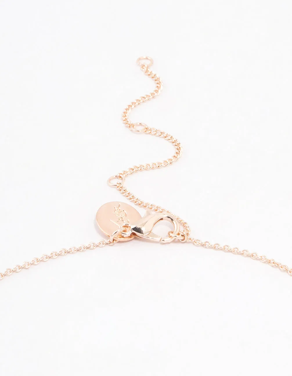 Rose Gold Plated Cubic Zirconia Round Stone Station Necklace