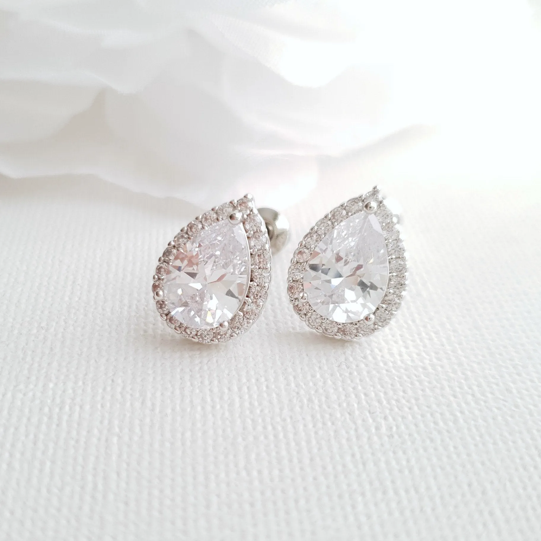 Rose Gold Teardrop Stud Earrings- Emma