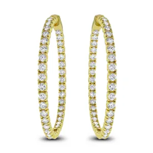 Round Diamond Hoops (6.19 ct Diamonds) in Yellow Gold