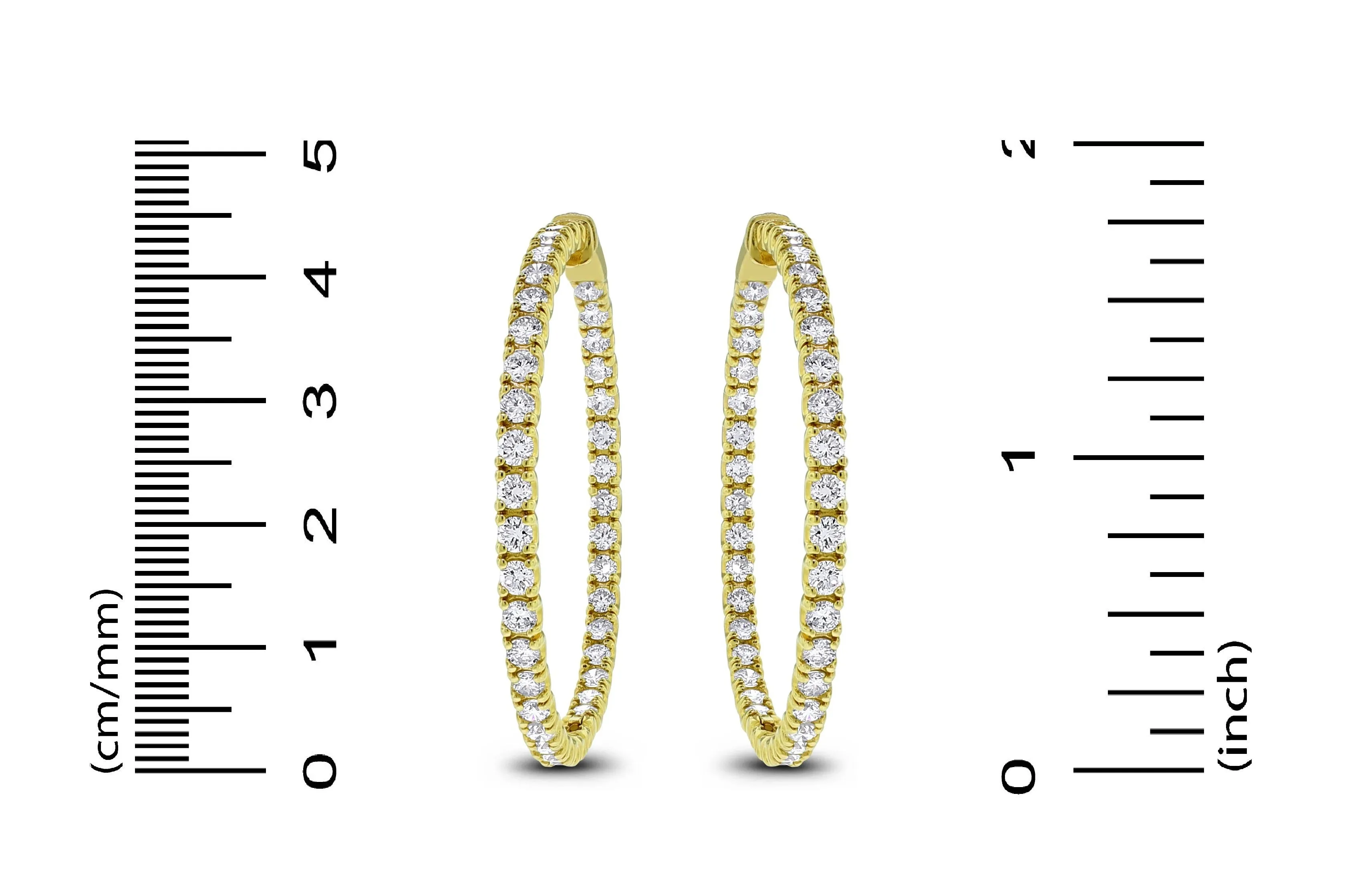 Round Diamond Hoops (6.19 ct Diamonds) in Yellow Gold