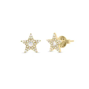 Round Diamond Star Stud Earrings