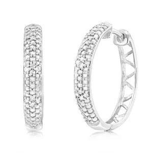 Silver 1/10 Carat Diamond Hoop Earnings