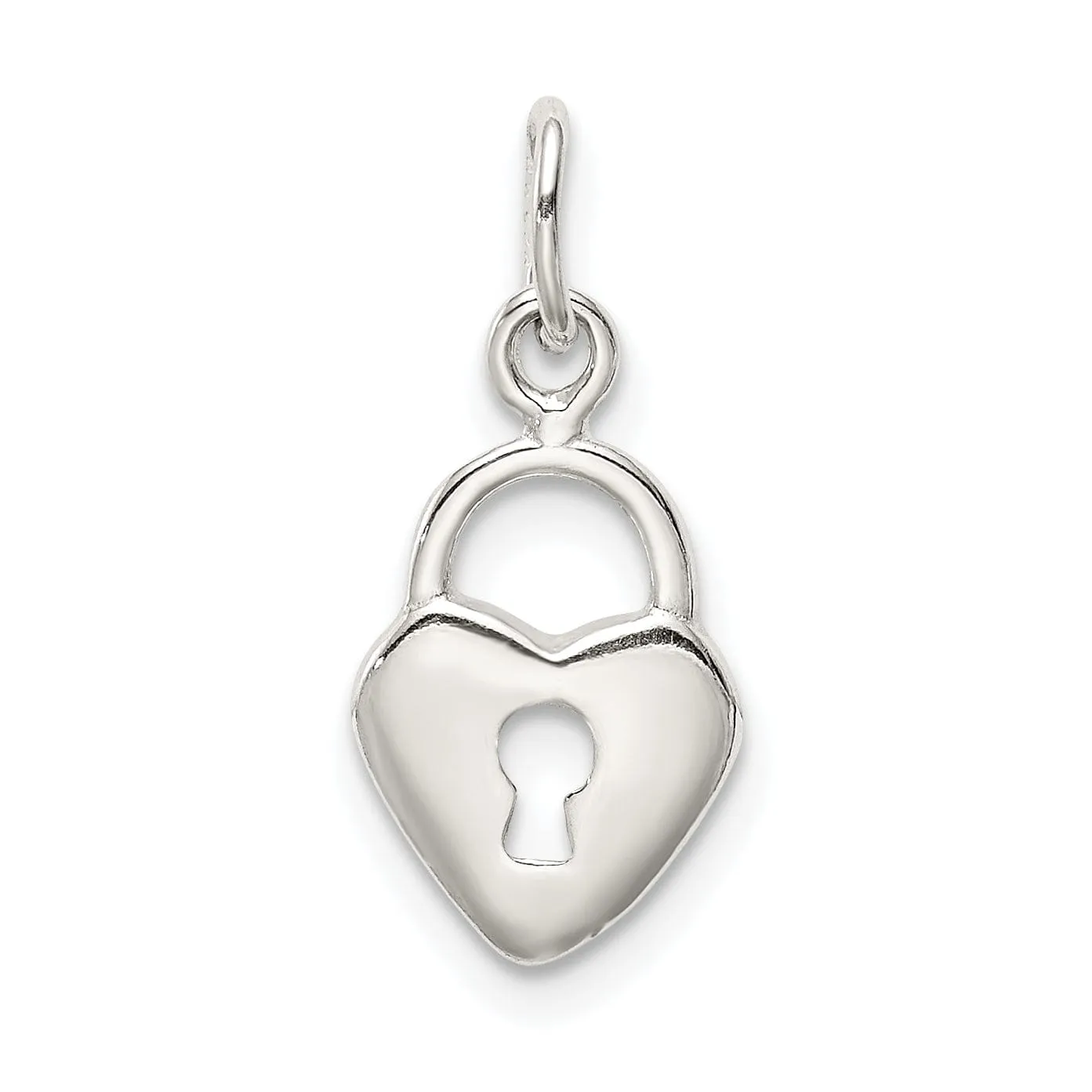 Silver Polished Heart Lock Design Pendant