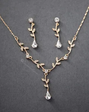 Simple Crystal Vine Necklace Set