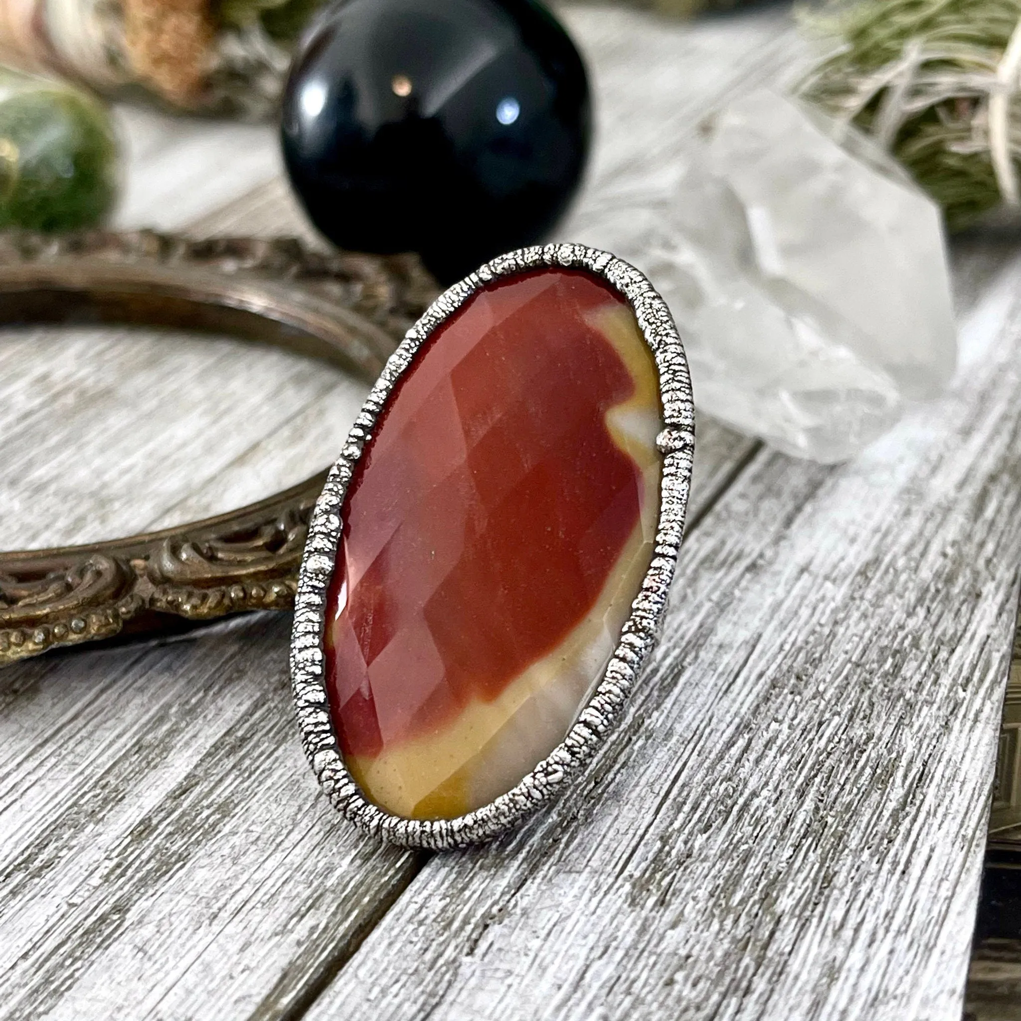 Size 6.5 Big Mookaite Stone Statement Ring in Fine Silver / Foxlark Collection - One of a Kind