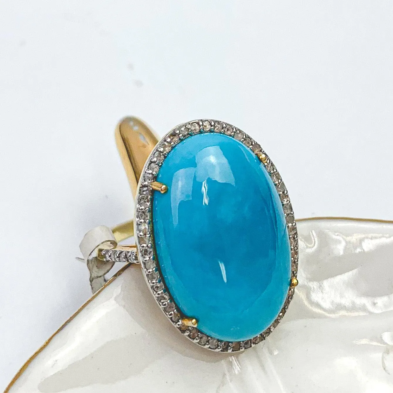 Sleeping Beauty Turquoise Diamond Halo Ring