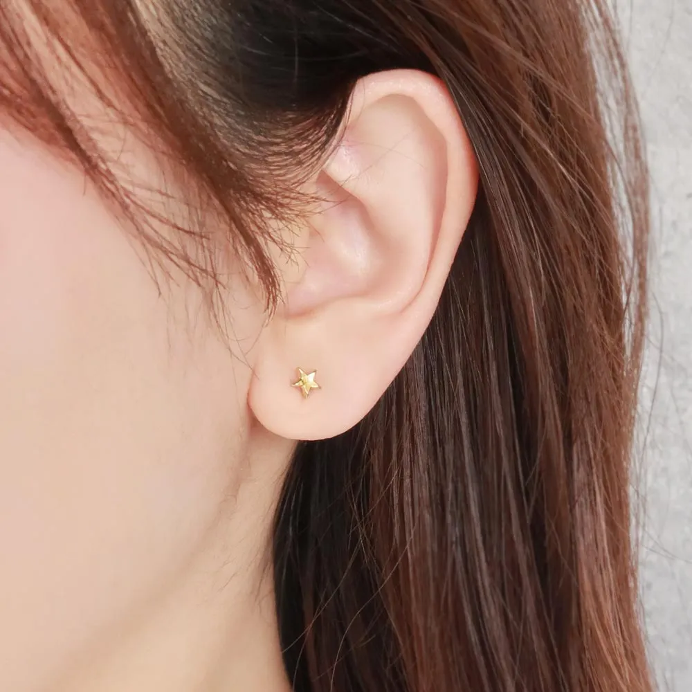 Small Star 18K Gold Post Studs