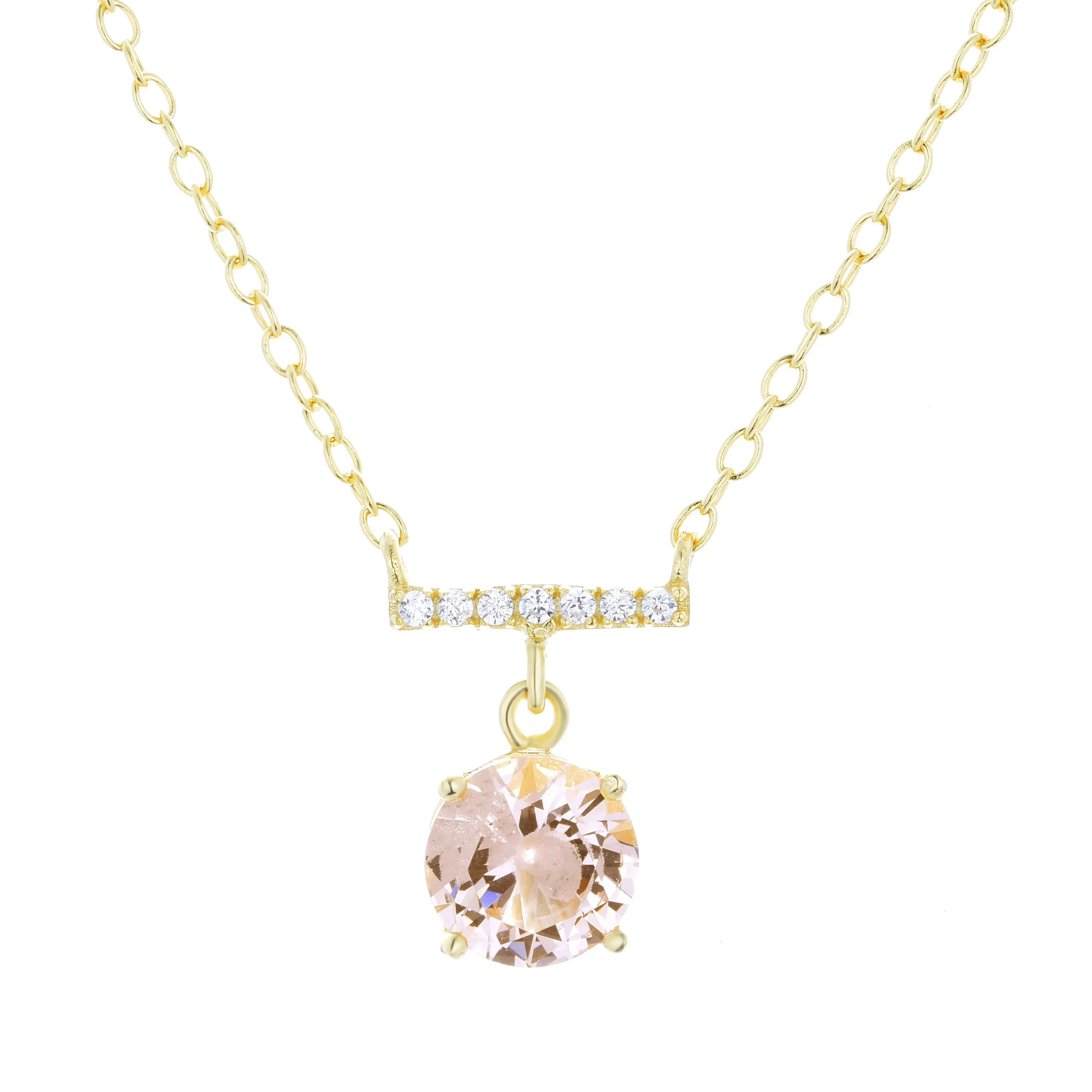 Solitaire and Crystal Bar Necklace