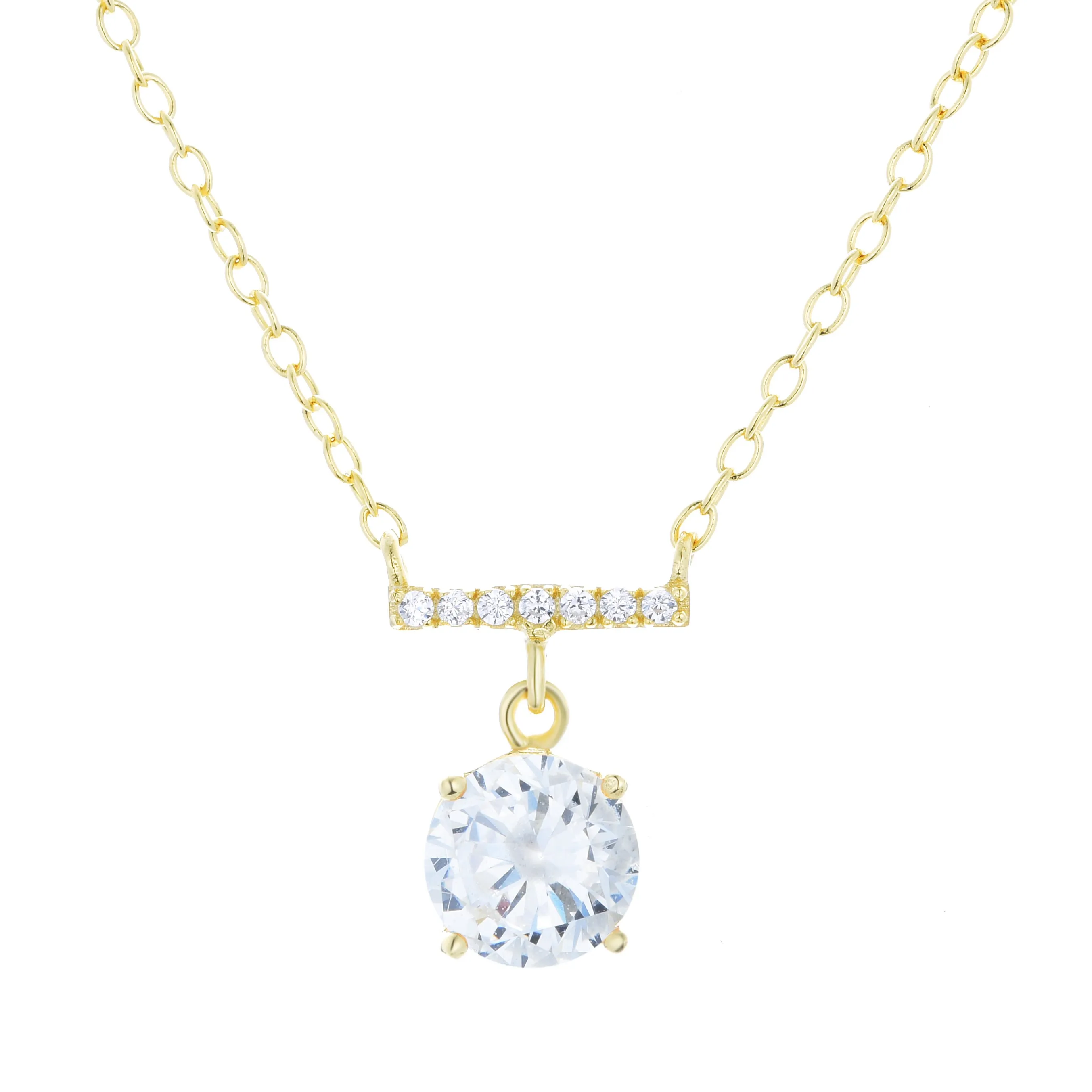 Solitaire and Crystal Bar Necklace