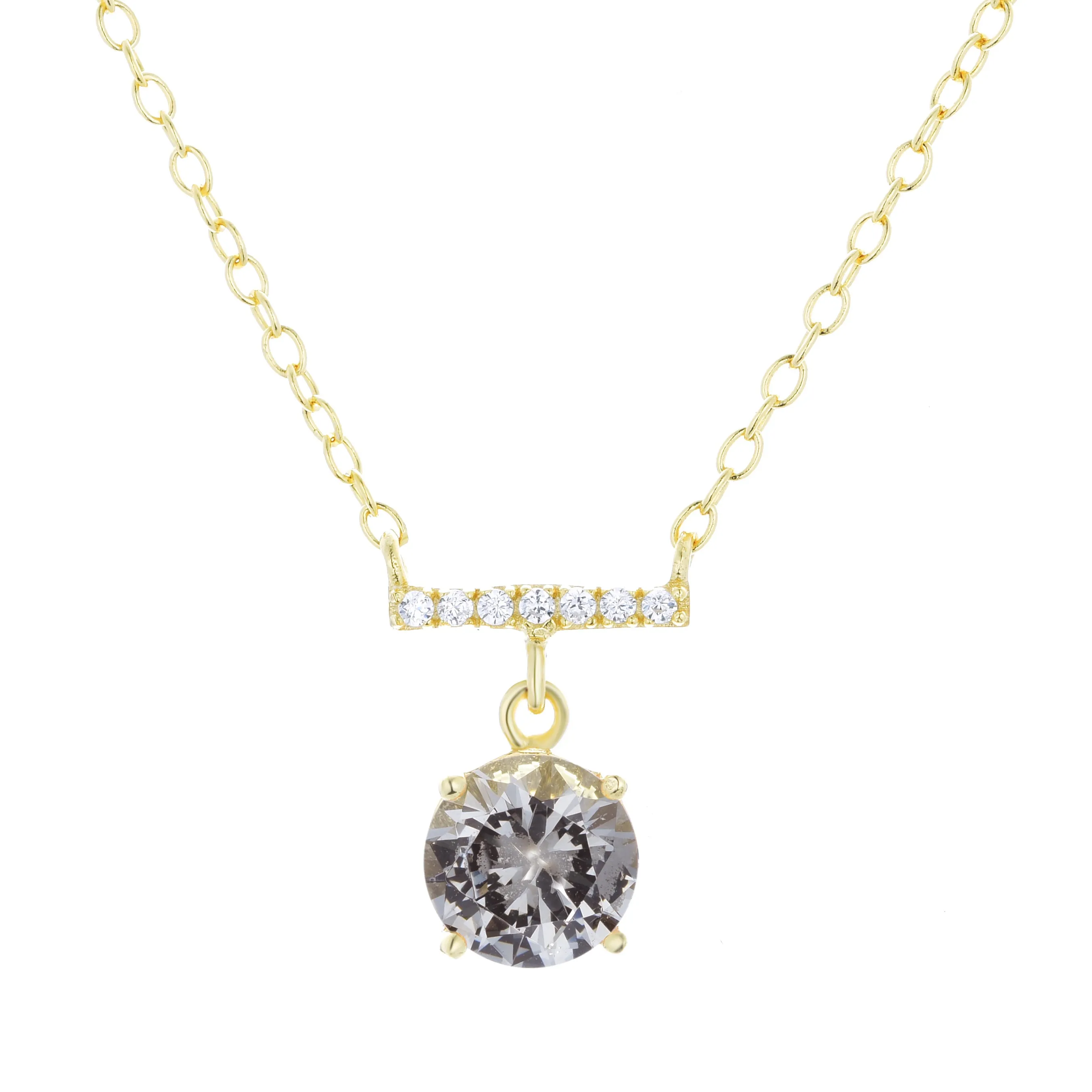 Solitaire and Crystal Bar Necklace