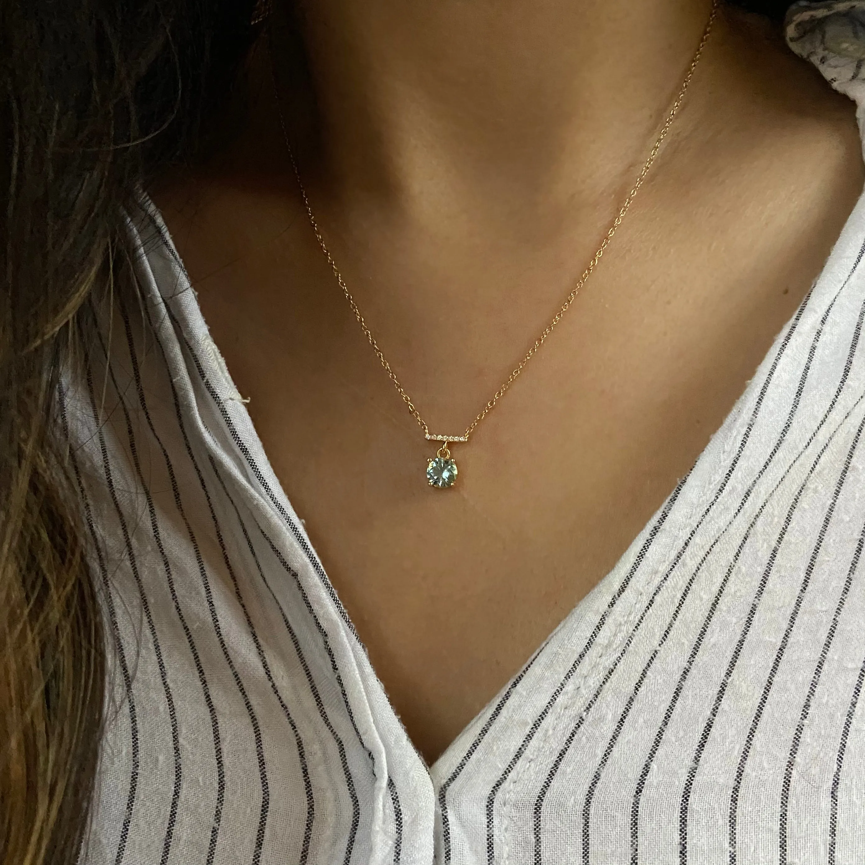 Solitaire and Crystal Bar Necklace