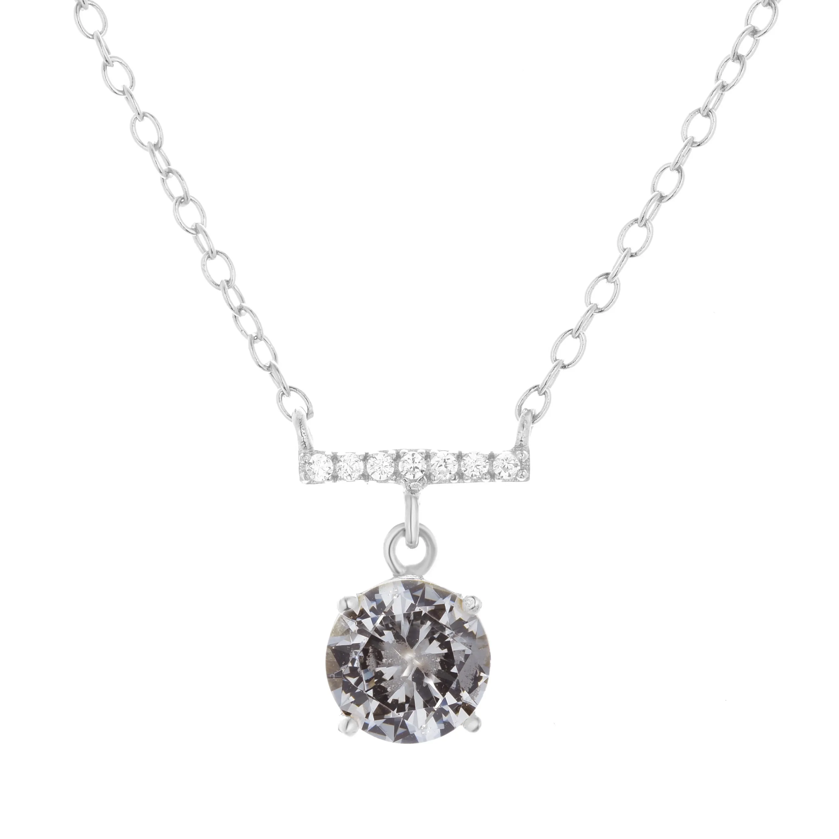 Solitaire and Crystal Bar Necklace