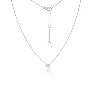 Solitaire Heart Shape Diamond Necklace (0.30 ct.) 3-Prongs in 14K Gold