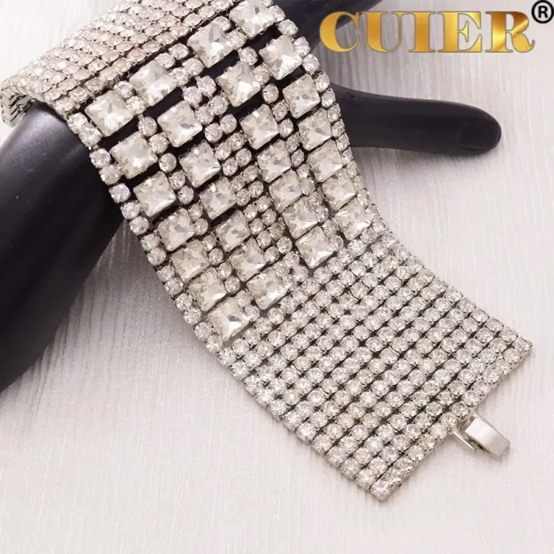 Sparkling Rhinestone Crystal Square Bracelet for Drag Queens