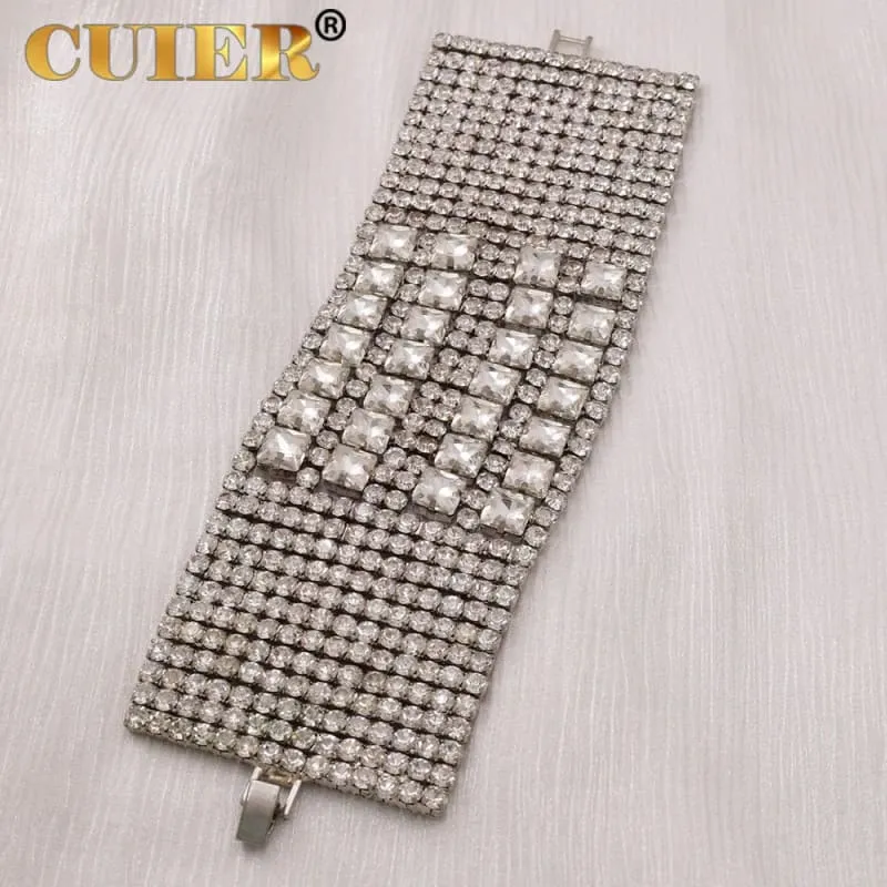 Sparkling Rhinestone Crystal Square Bracelet for Drag Queens