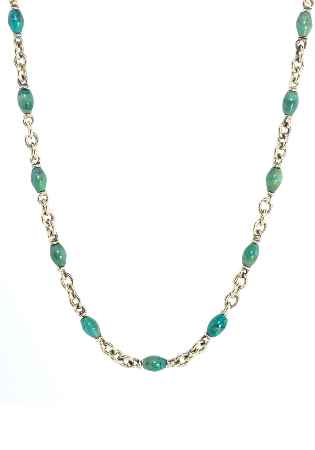 Sylva & Cie 14KYG Green Turquoise Bead Necklace | 30"